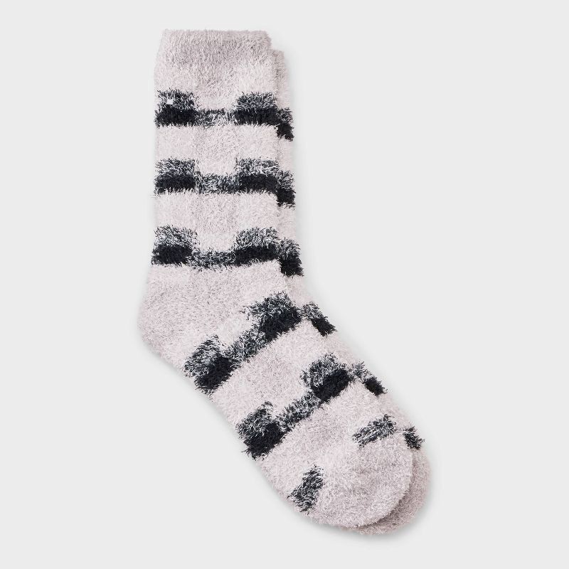 slide 1 of 3, Women's Plaid Cozy Crew Socks - Auden™ Gray/Black/Ivory 4-10, 1 ct