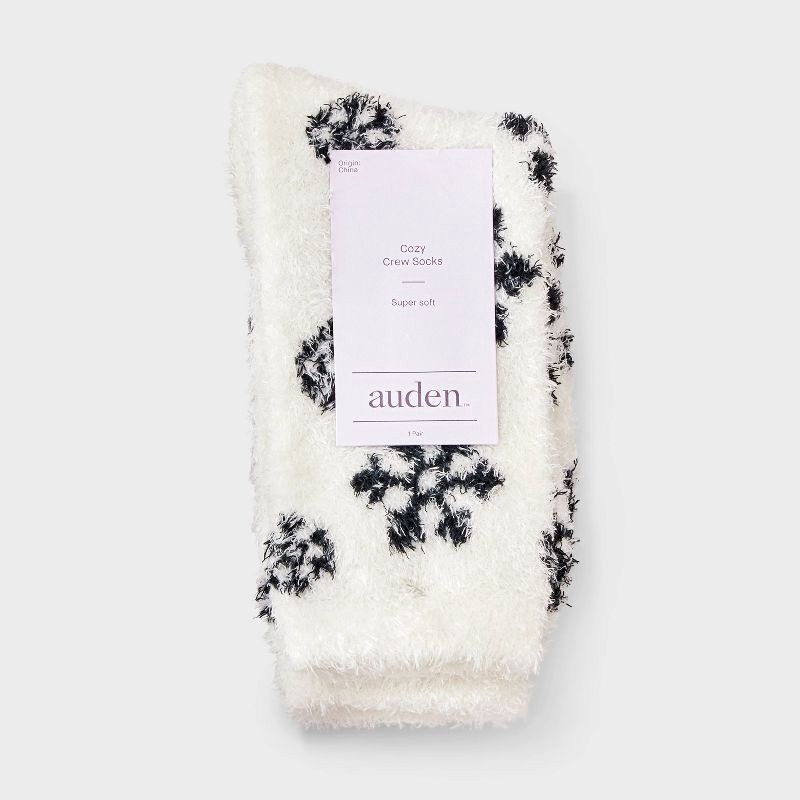slide 2 of 3, Women's Snowflake Cozy Crew Socks - Auden™ Ivory 4-10, 1 ct