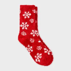 Women's Snowflake Cozy Crew Socks - Auden™ Red 4-10