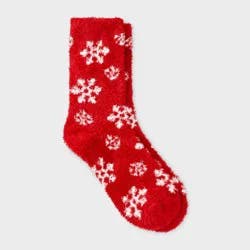 Women's Snowflake Cozy Crew Socks - Auden™ Red 4-10