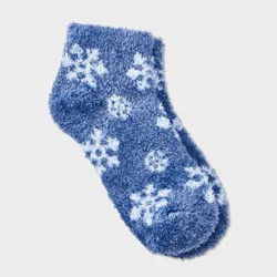 Women's Snowflake Cozy Low Cut Socks - Auden™ Blue 4-10