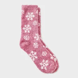 Women's Snowflake Cozy Crew Socks - Auden™ Pink 4-10