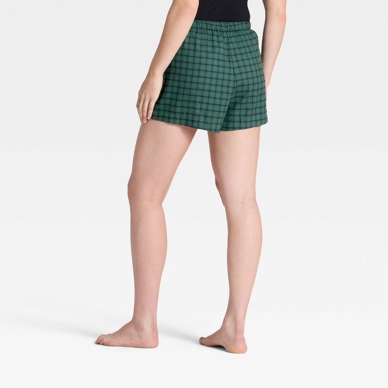 slide 2 of 5, Women's Mini Check Flannel Pajama Shorts - Auden™ Green S, 1 ct