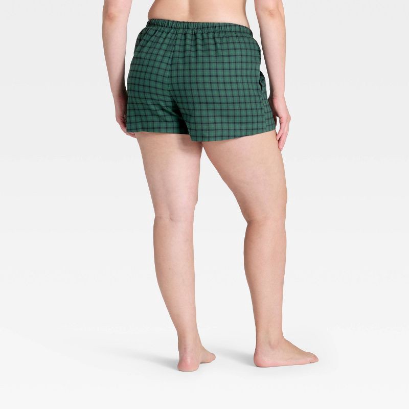 slide 5 of 5, Women's Mini Check Flannel Pajama Shorts - Auden™ Green M, 1 ct