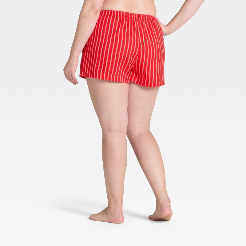slide 5 of 5, Women's Striped Flannel Pajama Shorts - Auden™ Red XS, 1 ct