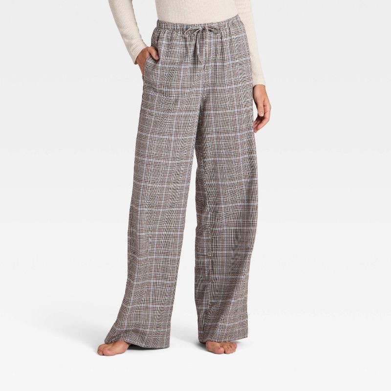 slide 1 of 3, Women's Plaid Flannel Pajama Pants - Auden™ Brown XXL, 1 ct