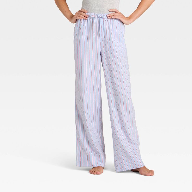 slide 1 of 3, Women's Striped Flannel Pajama Pants - Auden™ Blue XS, 1 ct