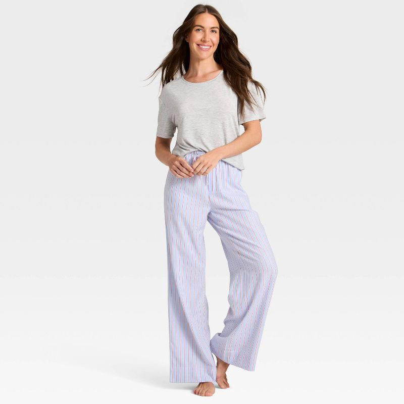 slide 3 of 3, Women's Striped Flannel Pajama Pants - Auden™ Blue M, 1 ct