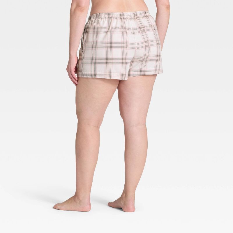 slide 5 of 5, Women's Plaid Flannel Pajama Shorts - Auden™ Neutral Pink S, 1 ct
