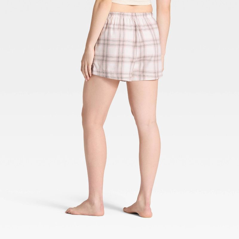 slide 2 of 5, Women's Plaid Flannel Pajama Shorts - Auden™ Neutral Pink XXL, 1 ct