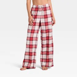 Women's Tartan Plaid Flannel Pajama Pants - Auden™ Cream L