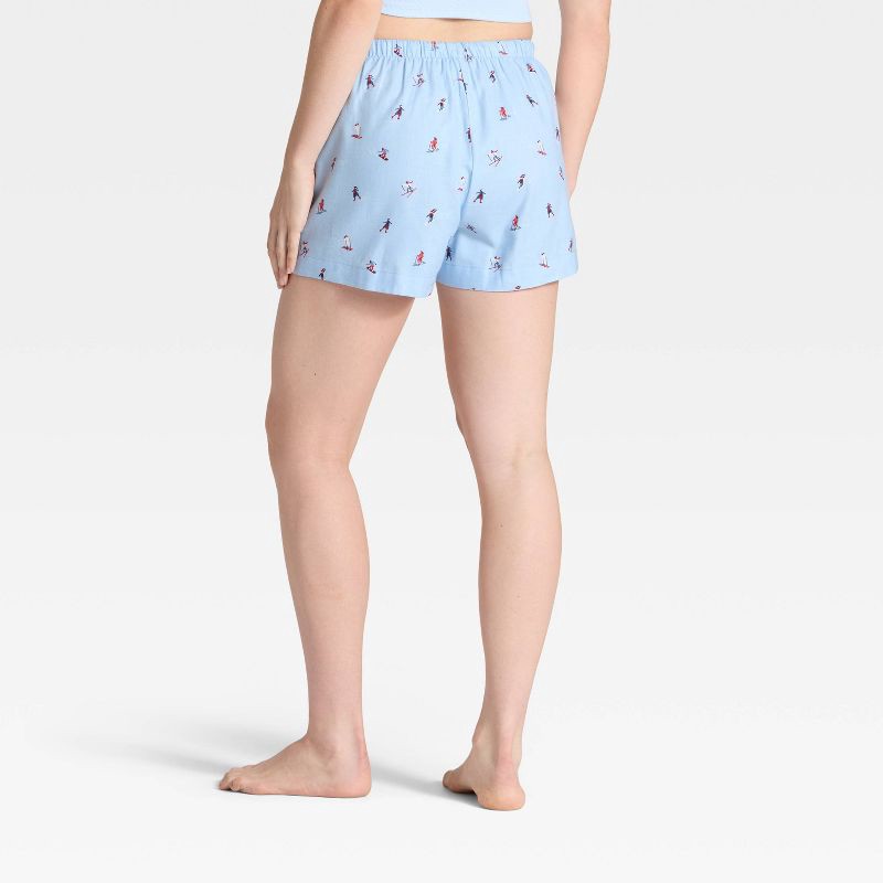 slide 2 of 5, Women's Ski Print Flannel Pajama Shorts - Auden™ Blue L, 1 ct