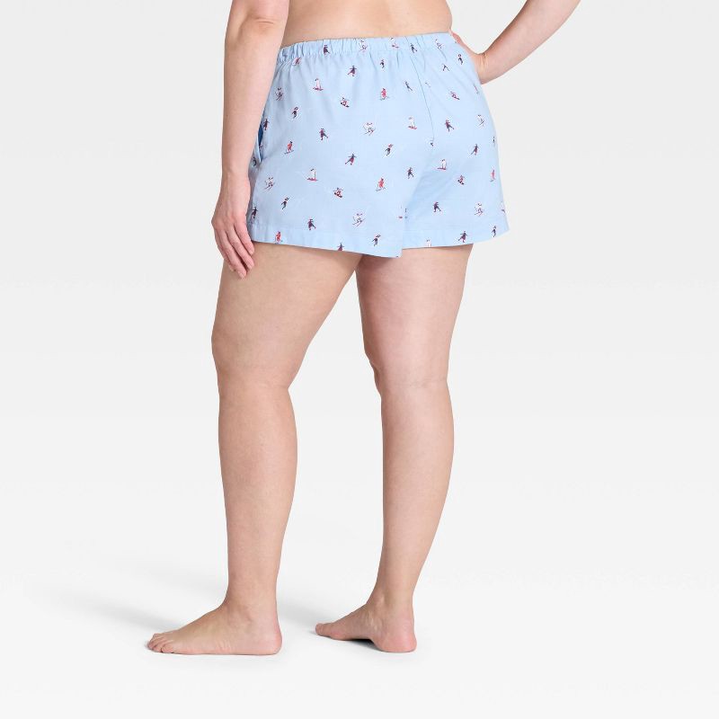 slide 5 of 5, Women's Ski Print Flannel Pajama Shorts - Auden™ Blue XL, 1 ct