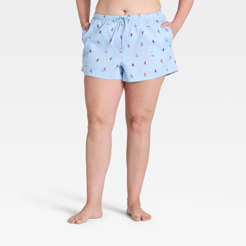 slide 4 of 5, Women's Ski Print Flannel Pajama Shorts - Auden™ Blue XXL, 1 ct