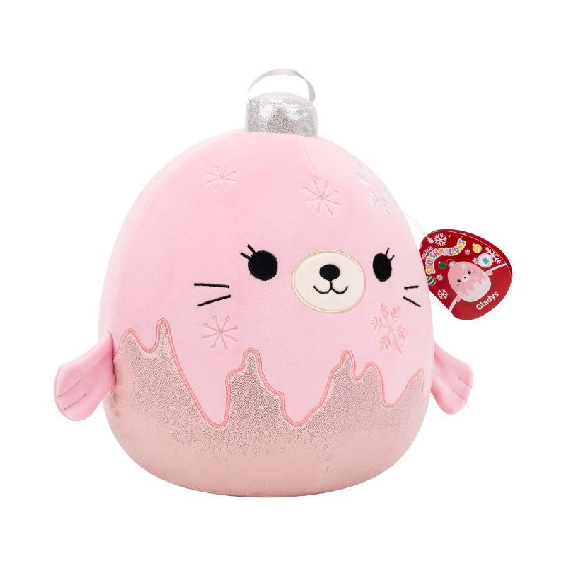 slide 3 of 12, Squishmallows 12" Gladys Pink Seal Ornament with Frosted Bottom Medium Plush, 1 ct