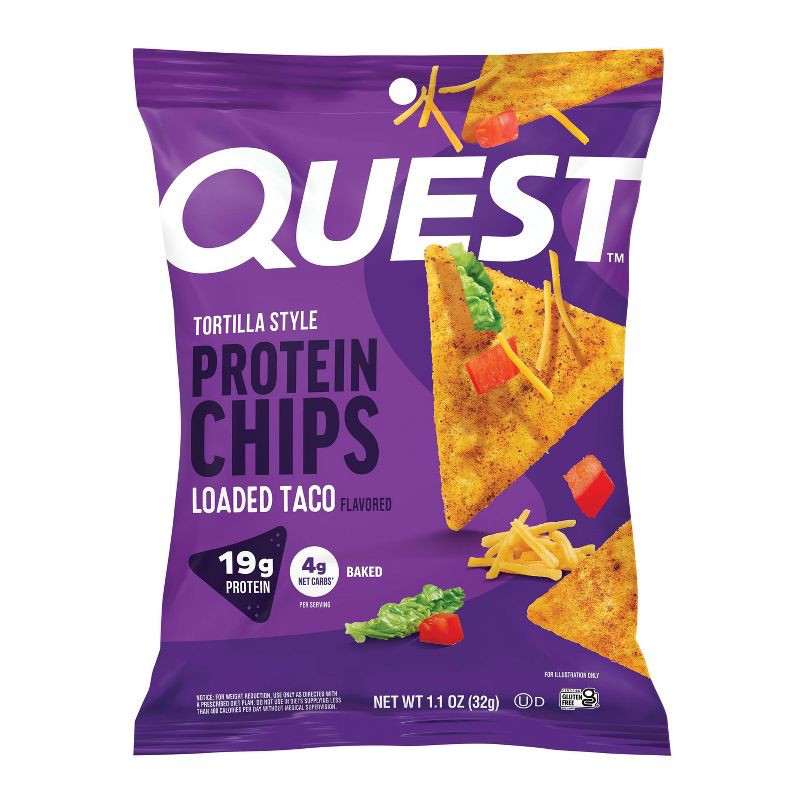slide 1 of 6, Quest Nutrition Protein Chips - Loaded Taco - 1.1oz: 1-Pack, Ready to Eat, 19g Protein, 1.1 oz, 19 gram
