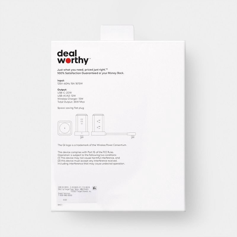 slide 3 of 4, Surge Protector Tower with Top Charging 6 Outlet Pad USB-C and USB-A Port 15A 6ft Cord - Dealworthy™, 6 ft