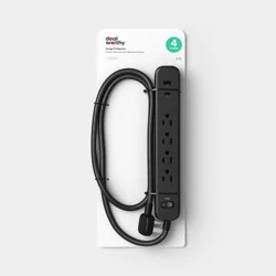 Surge Protector 4 Outlet USB-A and USB-C Black - Dealworthy™