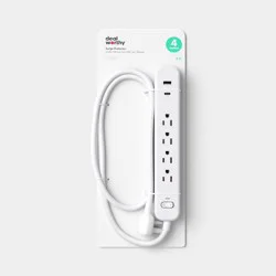 Surge Protector 4 Outlet USB-A and USB-C White - Dealworthy™