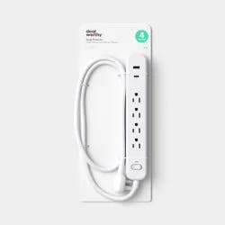 Surge Protector 4 Outlet USB-A and USB-C White - Dealworthy™