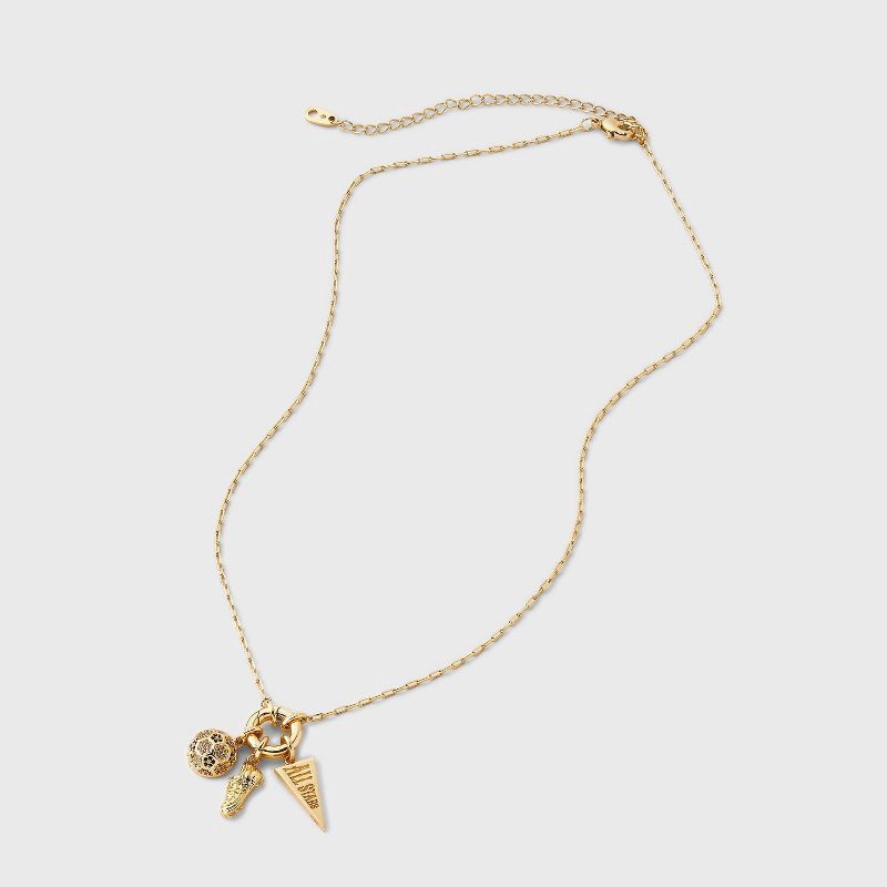 slide 2 of 4, 14K Gold Dipped Cubic Zirconia Soccer and All Stars Charm Necklace - A New Day™ Gold, 1 ct