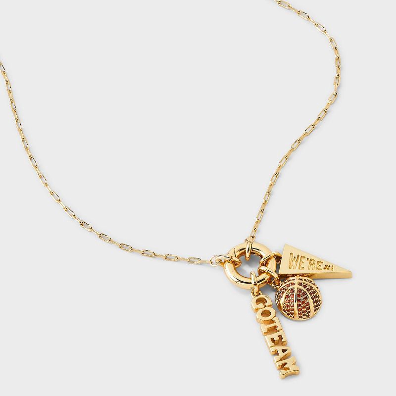 slide 4 of 4, 14K Gold Dipped Cubic Zirconia Basketball Charm Necklace - A New Day™ Gold, 1 ct