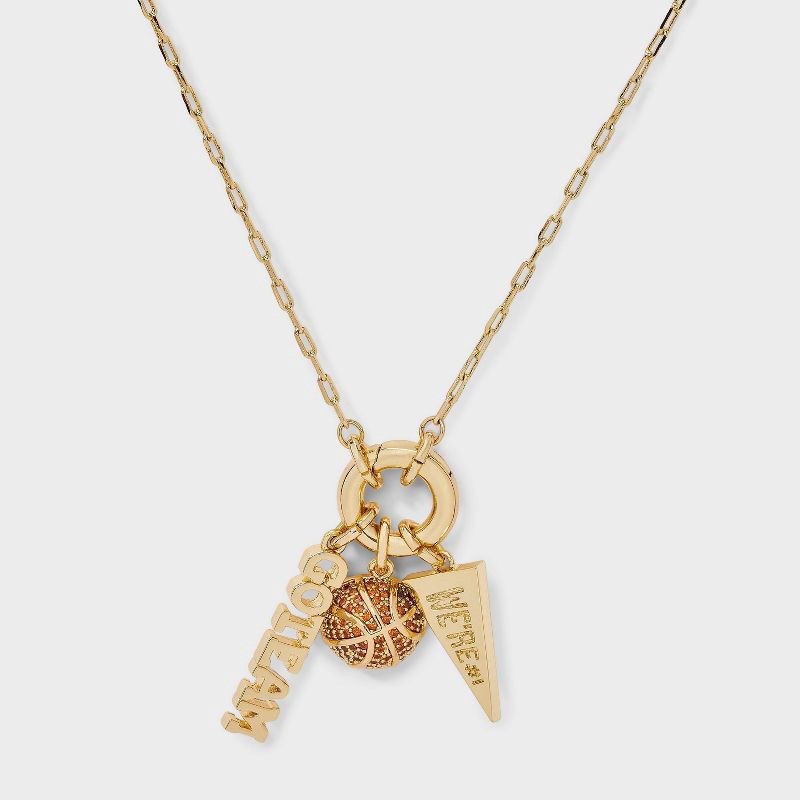slide 1 of 4, 14K Gold Dipped Cubic Zirconia Basketball Charm Necklace - A New Day™ Gold, 1 ct