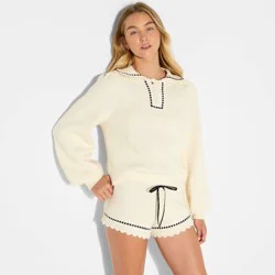 Women's High-Rise Scalloped Micro Sweater Shorts - Wild Fable™ Off-White L