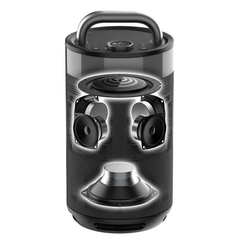 slide 4 of 8, JLab Epic Party Portable Speaker - Black: Waterproof Bluetooth USB-C with LED Light, 1 ct