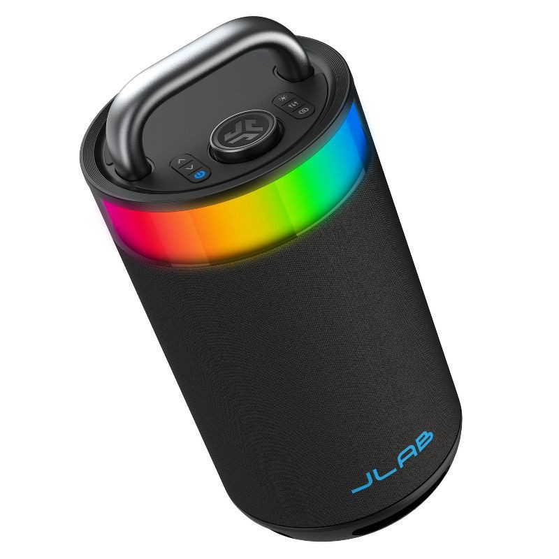 slide 5 of 8, JLab Epic Party Portable Speaker - Black: Waterproof Bluetooth USB-C with LED Light, 1 ct
