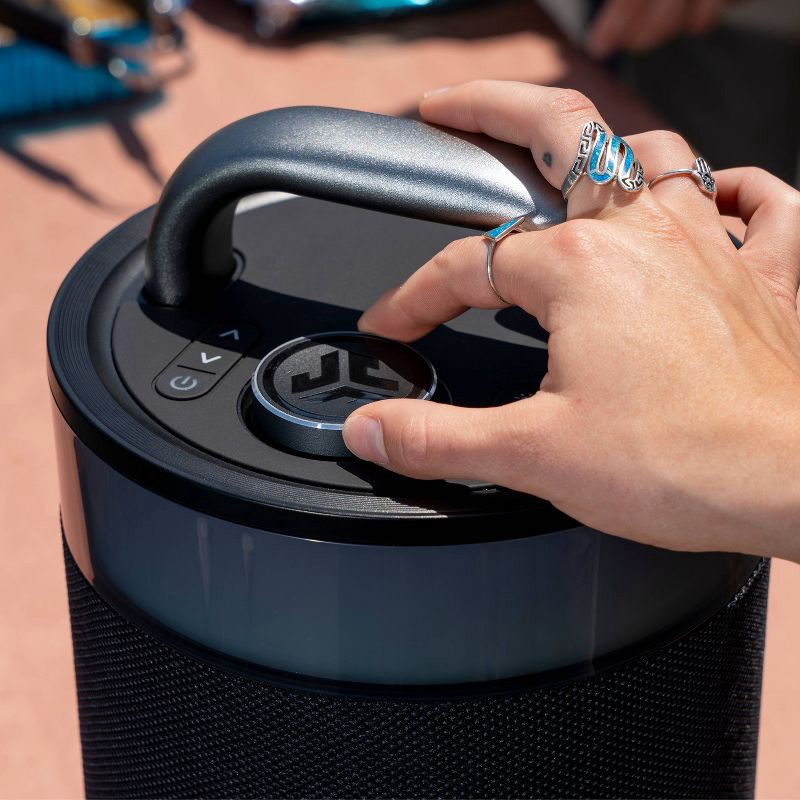 slide 7 of 8, JLab Epic Party Portable Speaker - Black: Waterproof Bluetooth USB-C with LED Light, 1 ct