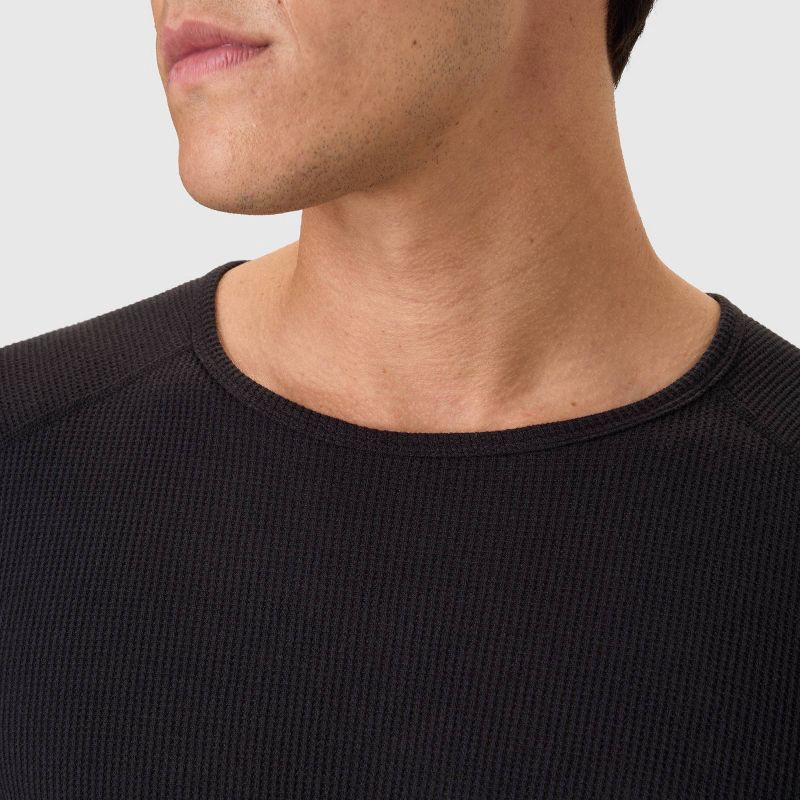 slide 3 of 6, Hanes Men's Thermal Long Sleeve Waffle Knit Shirt - Black L, 1 ct