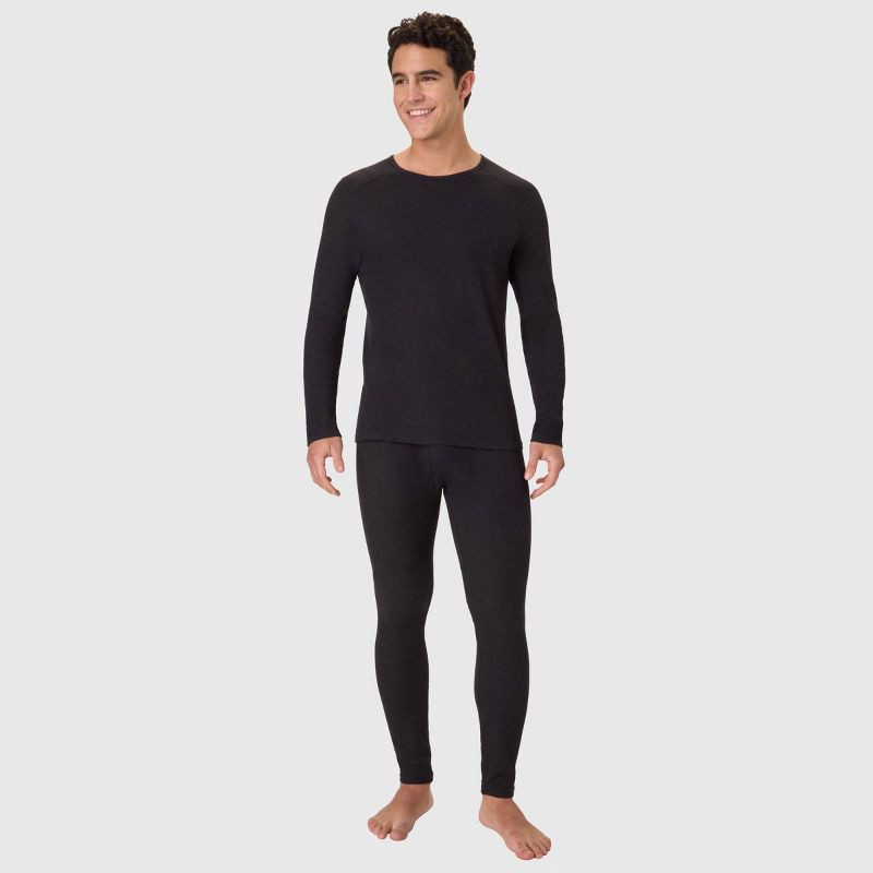 slide 4 of 6, Hanes Men's Thermal Long Sleeve Waffle Knit Shirt - Black L, 1 ct