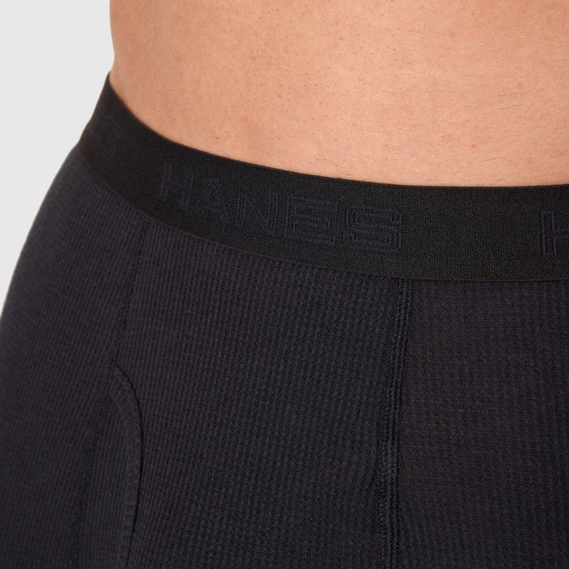 slide 4 of 8, Hanes Men's Thermal Waffle Knit Pants - Black M, 1 ct
