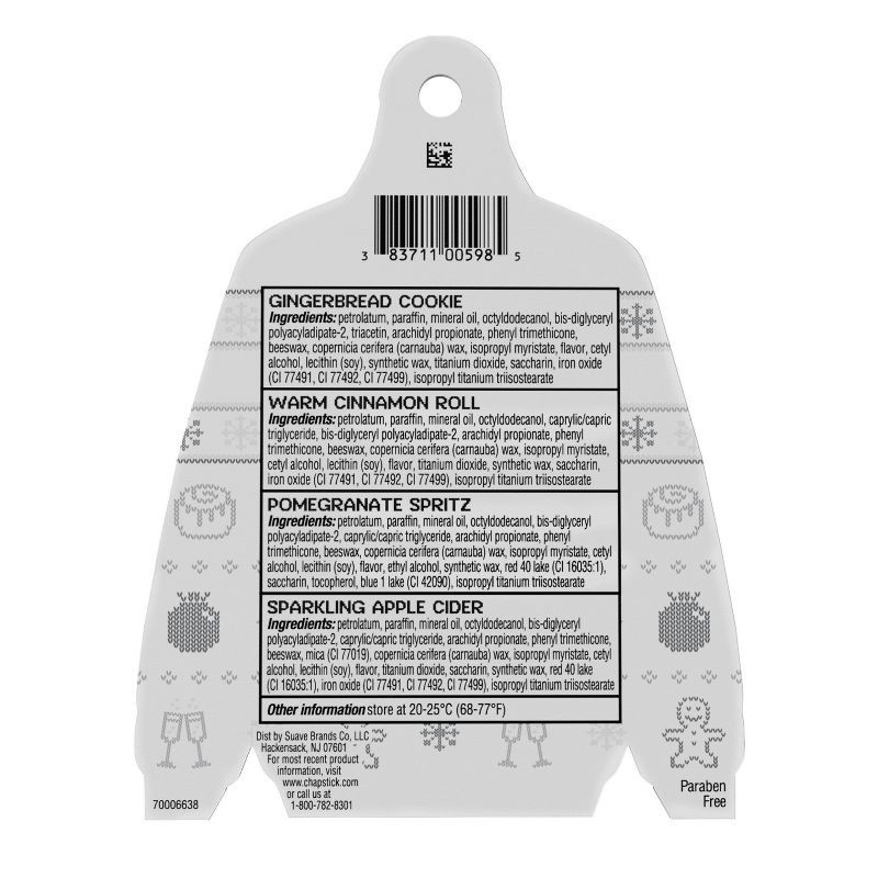slide 2 of 10, Chapstick Holiday Ugly Sweater Lip Balm - Cozy Comforts - 0.15oz/4ct, 0.15 oz, 4 ct