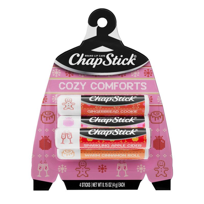 slide 1 of 10, Chapstick Holiday Ugly Sweater Lip Balm - Cozy Comforts - 0.15oz/4ct, 0.15 oz, 4 ct