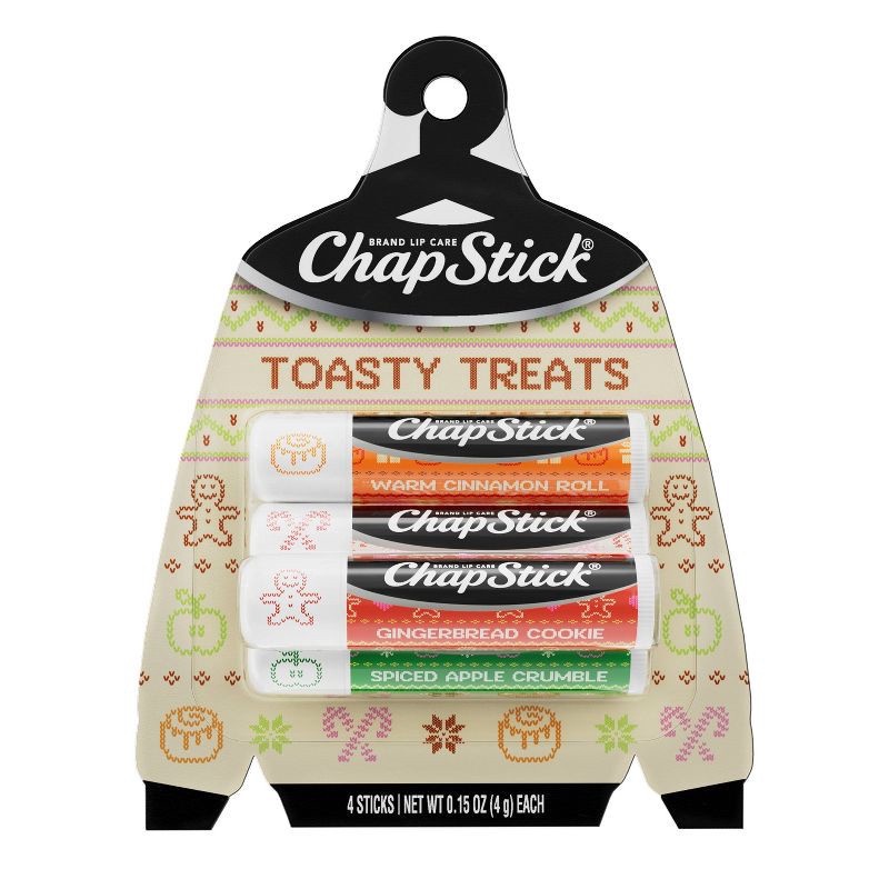 slide 1 of 11, Chapstick Holiday Ugly Sweater Lip Balm - Toasty Treats - 0.15oz/4ct, 0.15 oz, 4 ct