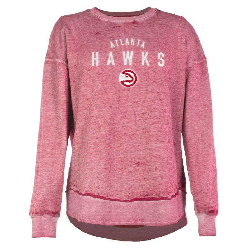 slide 1 of 4, NBA Atlanta Hawks Women's Burnout Crew Neck Fleece Sweatshirt - M, 1 ct