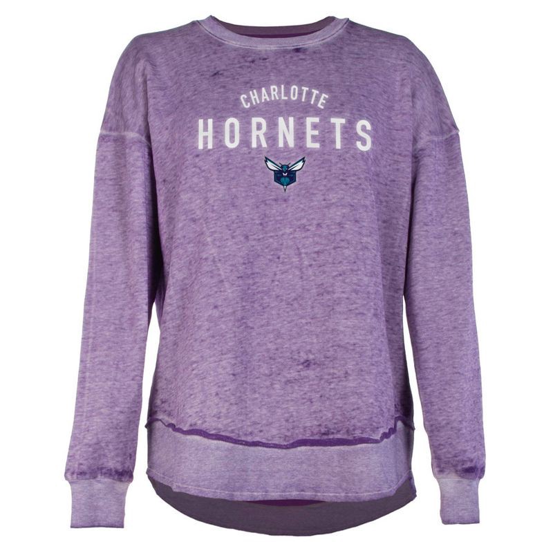 slide 1 of 4, NBA Charlotte Hornets Women's Burnout Crew Neck Fleece Sweatshirt - XL, 1 ct