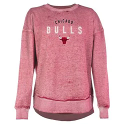 NBA Chicago Bulls Women's Burnout Crew Neck Fleece Sweatshirt - L
