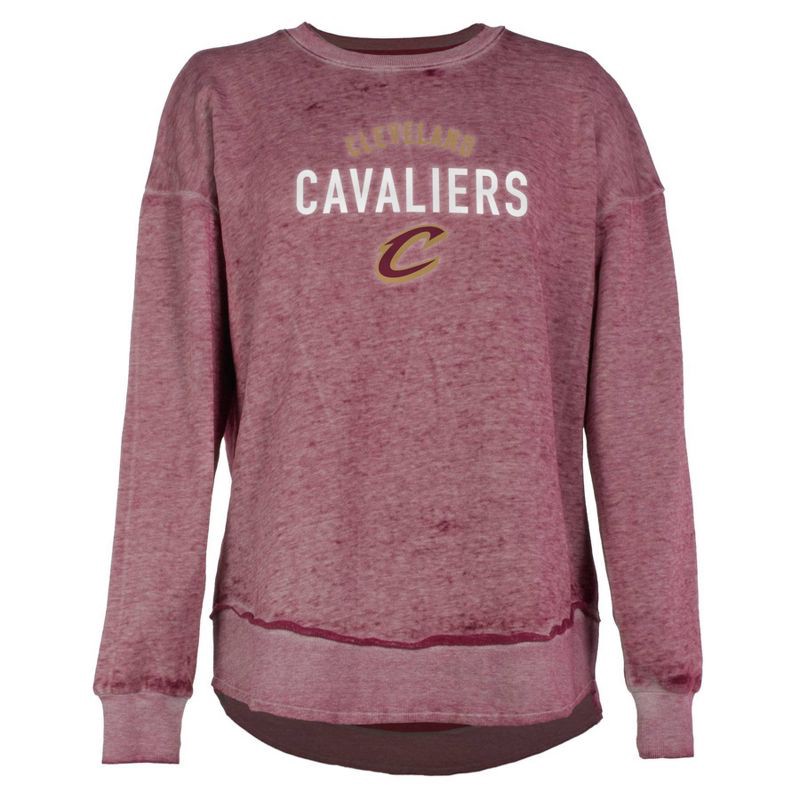 slide 1 of 4, NBA Cleveland Cavaliers Women's Burnout Crew Neck Fleece Sweatshirt - XL, 1 ct