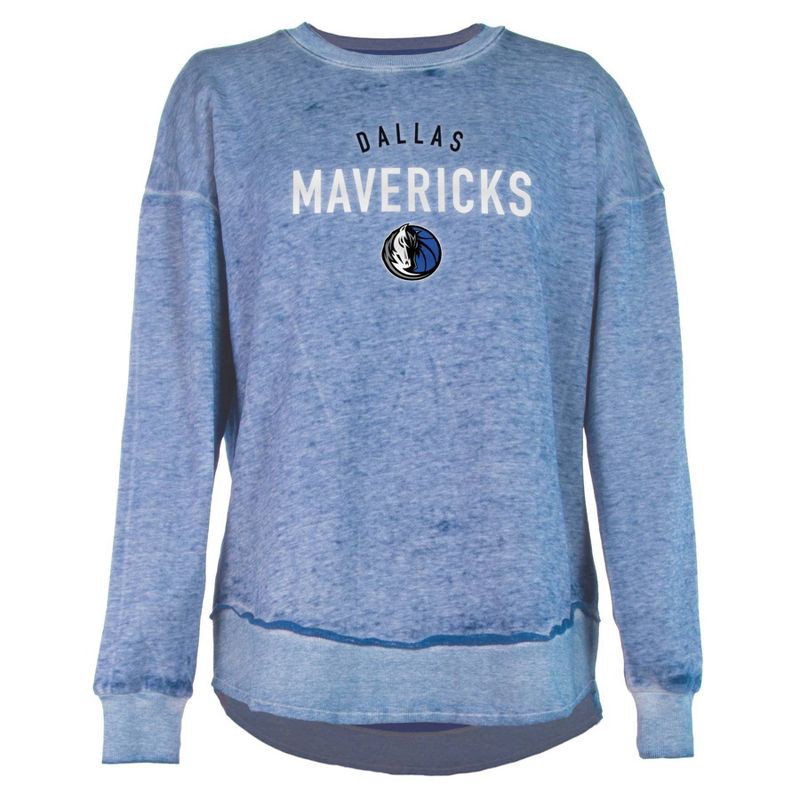 slide 1 of 4, NBA Dallas Mavericks Women's Burnout Crew Neck Fleece Sweatshirt - L, 1 ct