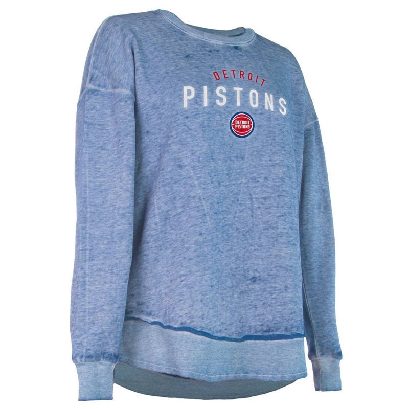 slide 3 of 4, NBA Detroit Pistons Women's Burnout Crew Neck Fleece Sweatshirt - L, 1 ct