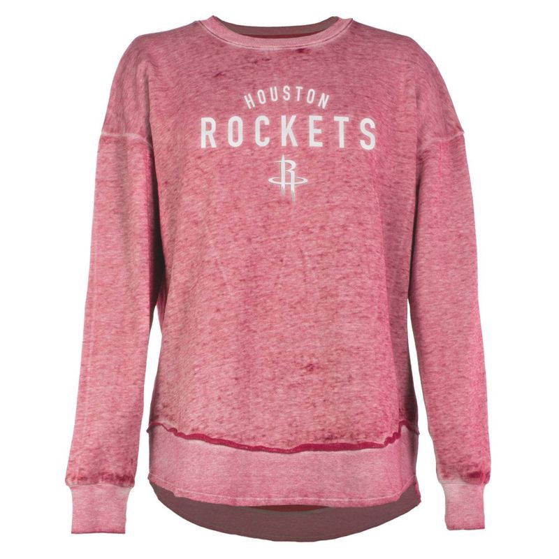 slide 1 of 4, NBA Houston Rockets Women's Burnout Crew Neck Fleece Sweatshirt - XL, 1 ct