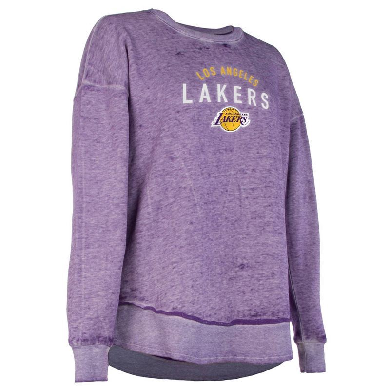 slide 3 of 4, NBA Los Angeles Lakers Women's Burnout Crew Neck Fleece Sweatshirt - S, 1 ct