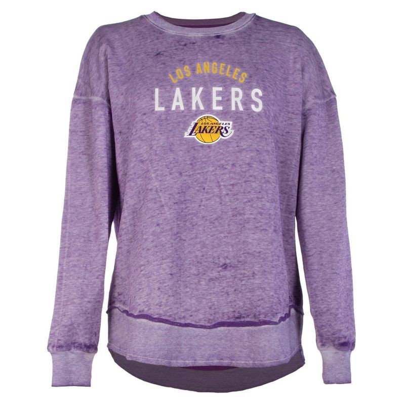 slide 1 of 4, NBA Los Angeles Lakers Women's Burnout Crew Neck Fleece Sweatshirt - M, 1 ct