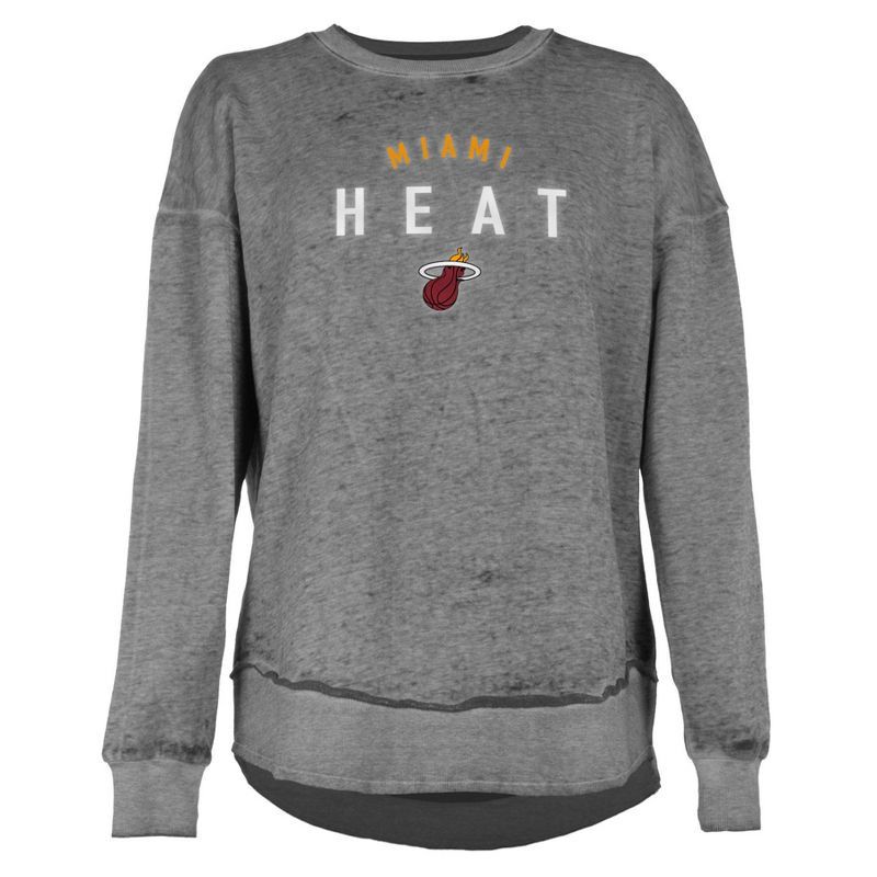 slide 1 of 4, NBA Miami Heat Women's Burnout Crew Neck Fleece Sweatshirt - M, 1 ct