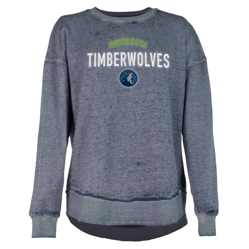 slide 1 of 4, NBA Minnesota Timberwolves Women's Burnout Crew Neck Fleece Sweatshirt - S, 1 ct