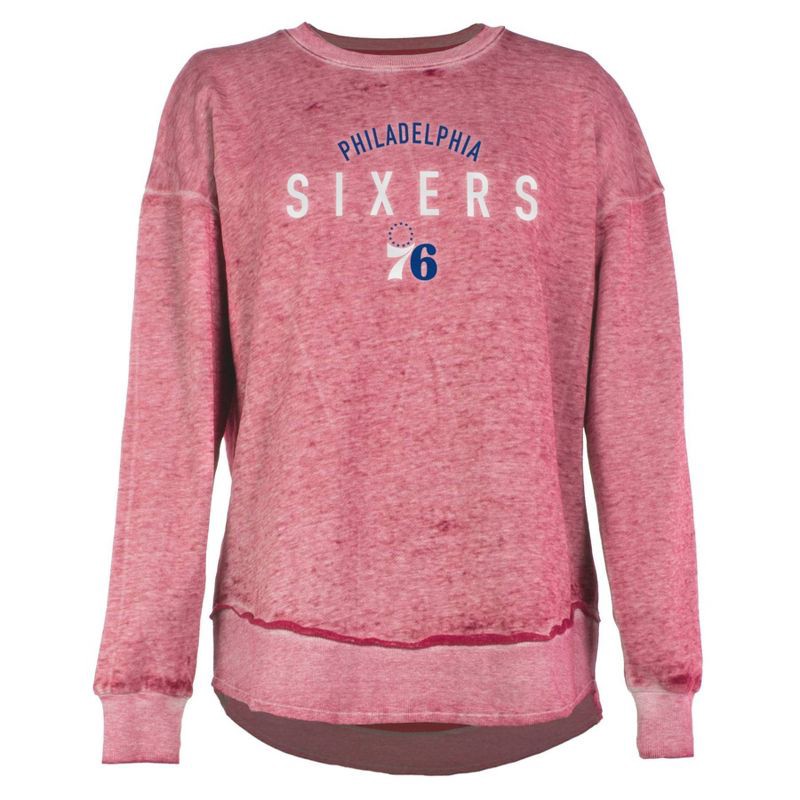 slide 1 of 4, NBA Philadelphia 76ers Women's Burnout Crew Neck Fleece Sweatshirt - M, 1 ct