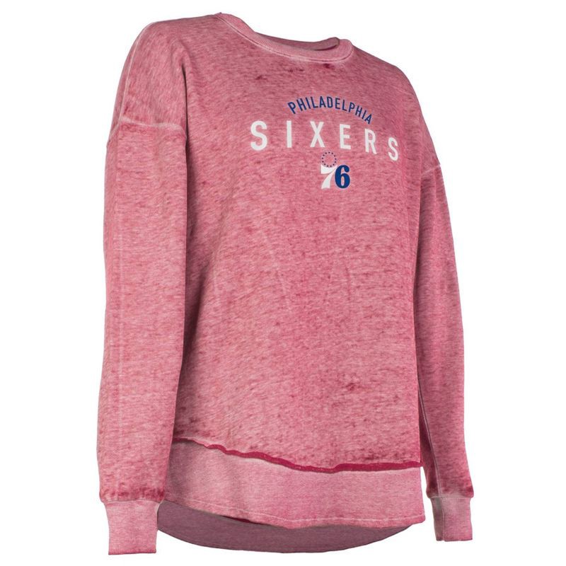 slide 3 of 4, NBA Philadelphia 76ers Women's Burnout Crew Neck Fleece Sweatshirt - XL, 1 ct